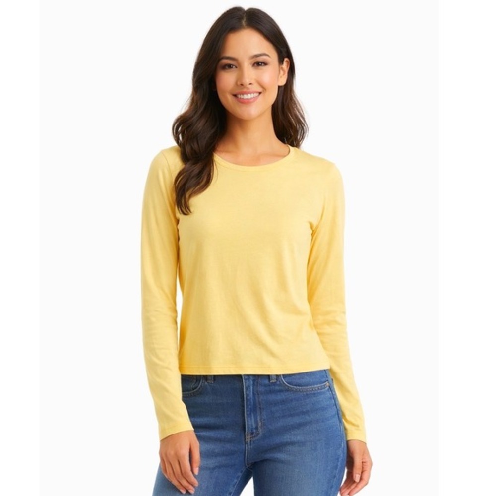 GAP Womens Yellow Long Sleeve‎ Crew Neck Basic T Shirt Top Size M